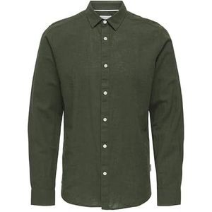 Only & Sons Onscaiden Life Ls Solid Linen Shirt Noos Onscaiden Life Ls Solid Linen Noos T-shirt voor heren (1 stuk), Kambaba, L