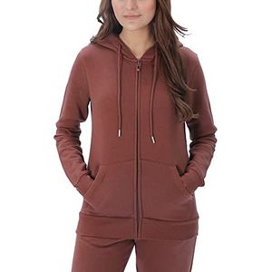 M17 Vrouwen Plain Zip Up Hoodie Longline Soft Casual Hoodie Top Lange Mouw Trui (M, Oat Meal Natural), Bruin