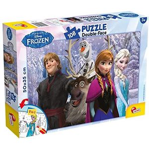 Lisciani - Disney puzzel De ijskoningin – maxi-puzzel 108 stukjes – dubbelzijdig – achterkant om te kleuren – educatief spel – vanaf 3 jaar