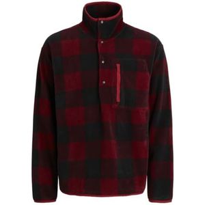 JACK & JONES Jprbluvictor Sweatshirt met halve placket voor heren, Rabarber, L