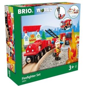 BRIO World 33815 Brandweerset – houten bahn-set inclusief brandweer auto met licht en geluid – aanbevolen voor kinderen vanaf 3 jaar