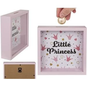 Princess Spaarpot van hout met frame, 20 x 20 cm