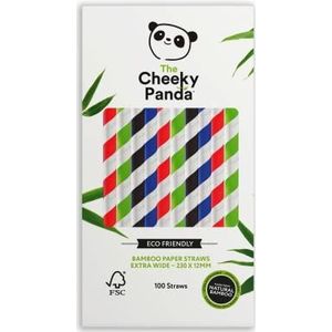 The Cheeky Panda 100 stuks bamboe papieren rietjes voor bubbelthee, meerkleurig, voor boba-thee, milkshakes en smoothies