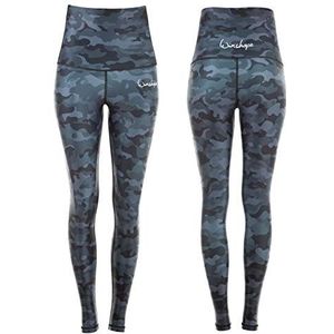 WINSHAPE Power Shape Hwl102 Functionele broek voor dames, hoge taille, camouflageprint, slim style, Grijze camouflage