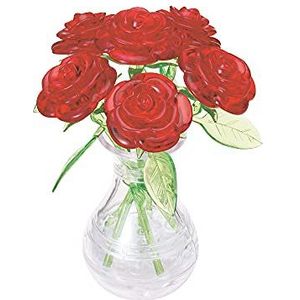 6 rode rozen in de vaas (puzzel)
