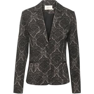 Cream Women's Blazer Printed Single-Breasted Notch Lapel Tailored Fit Hip Length Femme, Greay Medalion, M