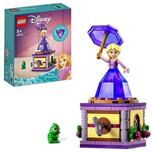 LEGO 43214 Disney prinses Rapunzel wervelend, bouwspeelgoed met mini-pop, diamantjurk en paasfiguur de kameleon, kinderen 5 jaar