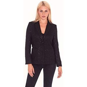 UNIQUE21 Tweed-blazer voor dames, met pailletten, zwart, 4 stuks, zwart.