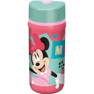 Disney Minnie Mickey Mouse drinkfles voor meisjes, roze, lichtblauw, 390 ml, met druppelsluiting