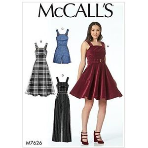 McCall's Patterns 7626 AX5 damesjurk, riem, romper, jumpsuit, maten 36-40, stof, meerkleurig, 17 x 0,5 x 0,07 cm
