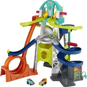 Fisher-Price Little People Circuit met launcher en loopings met 2 auto's inbegrepen, speelgoed voor baby's en kinderen vanaf 18 maanden, GMJ12