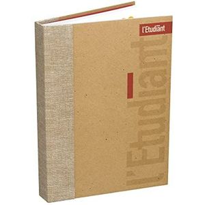 Student, milieuvriendelijk, schoolagenda, augustus 2023 - augustus 2024, dagformaat, 15 x 20 cm, omslag van kraftpapier en achterkant willekeurige stof, beige