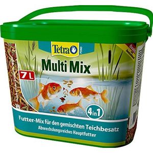 Tetra Pond Multi Mix – visvoer voor mengvissen – bevat vier verschillende soorten voedsel (voer in vlokken, staafjes, gammarus, plaatjes) 7 liter