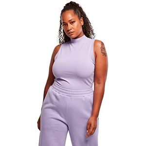 Urban Classics Mouwloze body voor dames met schildpadkraag en drukknoopsluiting, breed decolleté aan benen en mouwen, rolkraag, maten XS tot 5XL, Lavendel