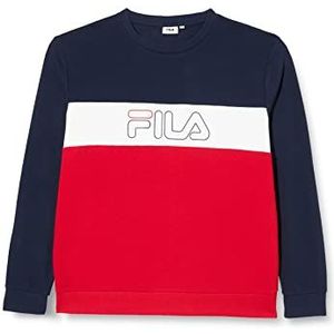 FILA Stanton Sweatshirt voor heren, blocked logo, Zwarte Iris-Tree Red-Bright Wit