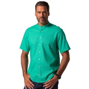 JP 1880 Homme, manches mi-longues, mélange de lin, col montant, coupe moderne, Vert printanier., 3XL