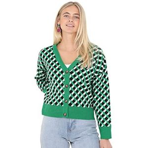Brave Soul LKC-555GEOME/JDA jas, groen, normaal voor dames, groen, M, Groen