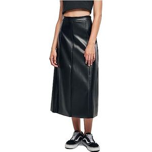 Urban Classics Dames synthetisch leer midi rok lang zwart basics streetwear, zwart.
