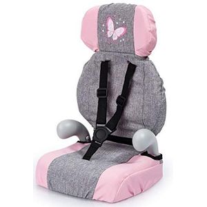 Bayer Design 67533AA autostoel voor poppen met riem, poppenaccessoires, modern, jeans-grijs, roze