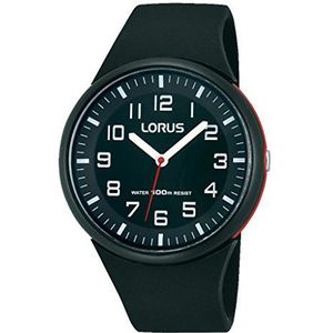 Lorus Horloges RRX47DX9 Dameshorloge, kwarts, analoog, verlichting, zwarte rubberen band, zwart/zwart, mode, zwart/zwart, Modieus