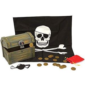 Melissa & Doug Houten piratenkist, piratenaccessoires voor kinderen, Halloween-speelgoed, simulatiespel, 3+, cadeau voor jongens of meisjes