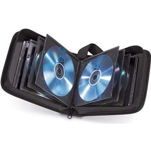 Hama tas (voor 20 cd's/dvds/blu-rays, opbergdoos, ruimtebesparend, voor kantoor, woonkamer en thuis, draagtassen) zwart
