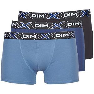 DIM Katoen X-Temp Active Thermoregulatie x3 Boxershorts voor heren (3 stuks), Jeansblauw/Eclipse-blauw/zwart