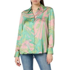 Pinko Étouffer Chemise Satin Imprimé Splash Femme, Sn2_mult.Vert/Rose, 42
