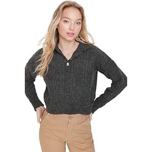 Trendyol Nauwsluitende trui met polokraag en diamantpatroon, dames sweatshirt (1 stuk), Antraciet