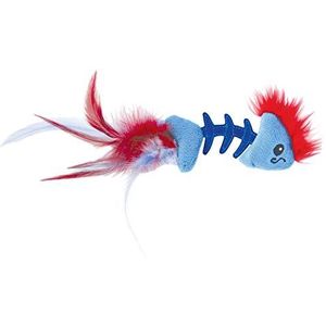 Petstages Feather Fish Bone - Kattenspeeltje - vissengraat - met pluimen - gevuld met kattenkruid - blauw