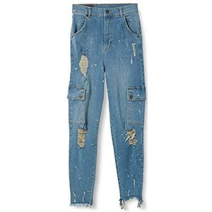 Gianni Kavanagh Medium Blue Core Cargo Jeans met Bleach Splatter voor jongens, blauw (medium blue)