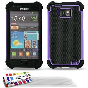 Muzzano F14217 beschermhoes voor Samsung Galaxy S2, met 3 schermbeschermers, violet