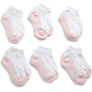 Jefferies Socks 6 paar naadloze lage meisjessokken, wit/roze, L, Wit/Roze