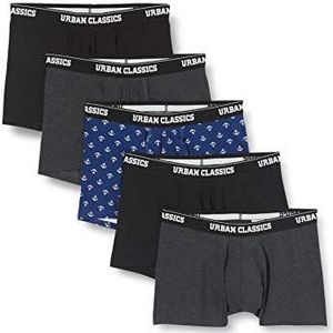 Urban Classics Boxershorts (5 stuks) heren, Anker Aop+BLK+BLK+CHA