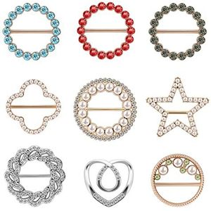 9 stuks metalen clips voor T-shirt, strass, sjaal, zirkonia gespen, metalen gesp voor kleding, decoratieve accessoires voor vrouwen en meisjes, zink, geen edelsteen, Zink Stof Zink, Geen edelsteen