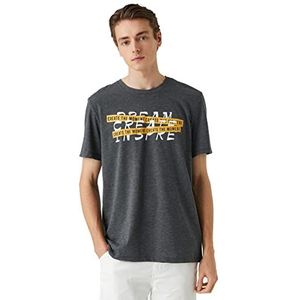 Koton T-shirt à manches courtes pour homme Motif slogan, Anthracite (045), M