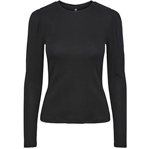 PIECES Pcruka Ls Puff Top Noos Bc damesshirt met lange mouwen, zwart, XL, zwart.