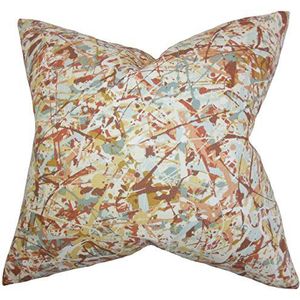 The Pillow Collection Geneen Geometrische kussensloop van katoen, 22485 x 22485 x 7866 cm, bruin