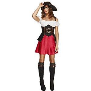 Smiffys Fever kostuum voor meisjes, piraat, met jurk, petticoat, hoed en deken, M, zwart