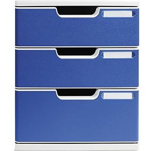 Exacompta - Ref. 325003D - Modulo A4 - ladenbox met 5 gesloten laden voor A4+ - Buitenafmetingen: Diepte 35 x breedte 28,8 x hoogte 32 cm - Lichtgrijs/Blauw