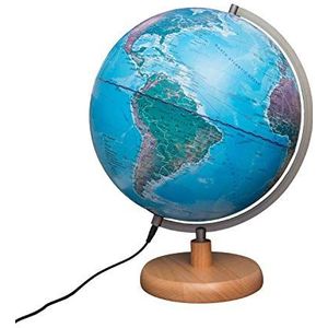 Magellan Mora Globe 30 cm diameter houten voet wereldbol met verlichte topografische afbeelding geografische kaart 30 cm