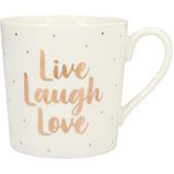 Depesche 5909.015 Live Love Laugh mok met handvat van porselein, meerkleurig, 300 ml