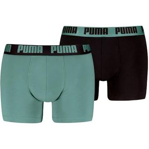 PUMA Set van 2 basic boxershorts voor heren, olijfgroen/zwart, maat L, olijfgroen/zwart, L, olijfgroen/zwart, L