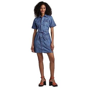 G-STAR RAW Militair overhemd jurk dames, Blauw (Faded Ionic Blue D23314-d307-d892)