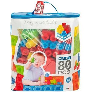ColorBaby - Bouwstenen voor kinderen, bouwspel, 80 delen, babyspeelgoed 12 maanden, stapelkubus baby, bouwstenen, bouwtoren, bouwspeelgoed (49278)