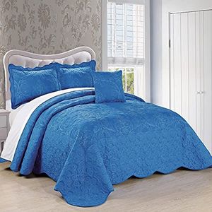 Home Soft Things Serenta Damast beddengoed voor kingsize bed, paleis-blauw, 4-delig