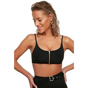 Trendyol Dames zip bikini top, zwart.