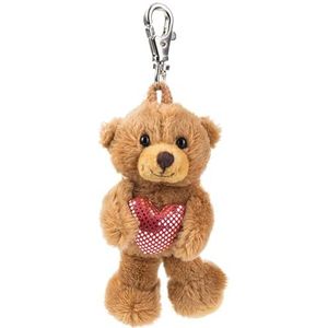 Schaffer 235 Teddy pluche sleutelhanger met hart, bruin, 8-12 cm, modern, Bruin, Modern
