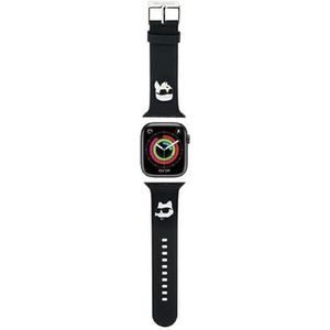KARL LAGERFELD KLAWMSLKCNK Horlogebandje voor Apple Watch 38/40/41 mm, zwart, 3D-armband van rubber, Karl & Choupette Heads, siliconen, Siliconen