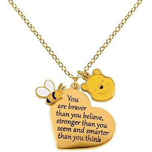 Disney Winnie the Pooh NF00678YL-18.PH Hartvormige geelgouden messing ketting, één maat, messing, geen edelsteen, Messing, Geen edelsteen